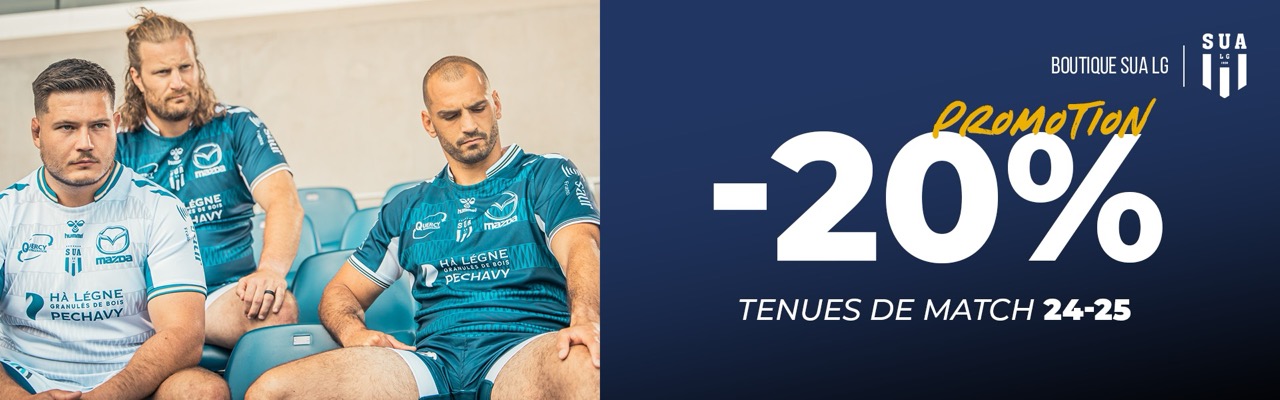 20% de réduction sur les tenues de match