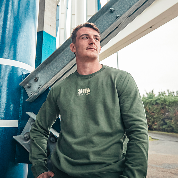 SWEAT COL ROND VERT KAKI SUA